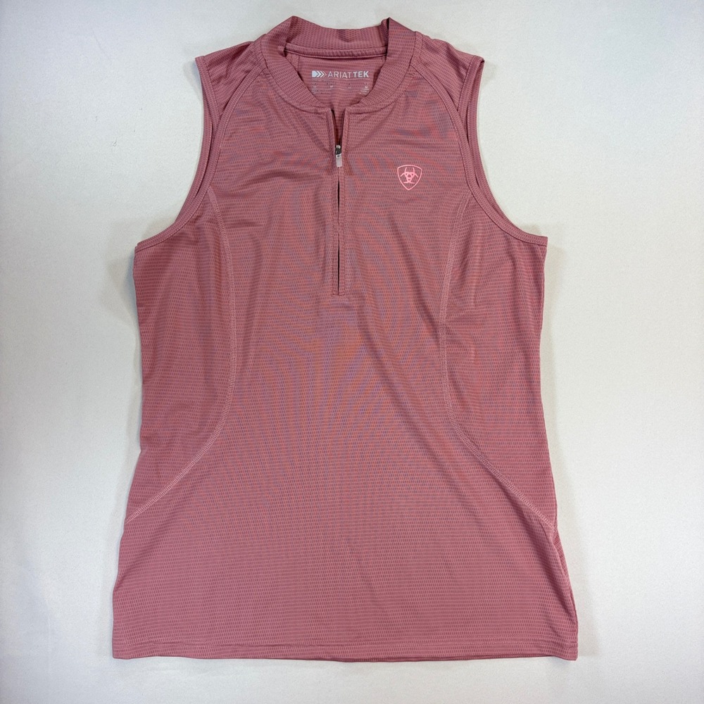 Ariat Hailey Baselayer Women Medium Pink Sleeveless 1/4 Zip UPF 45 Golf Hiking